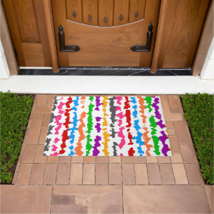 Colourful Irregular Abstract Design White Doormat