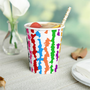 Colourful Irregular Abstract Design White Paper Cups