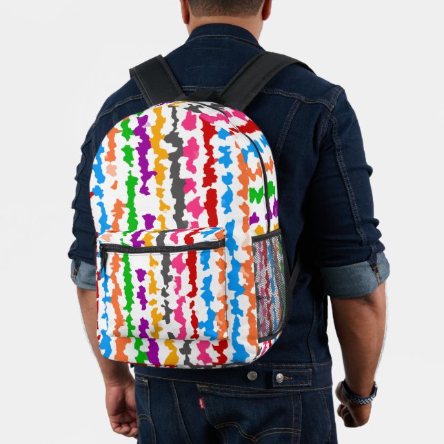 Colourful Irregular Abstract Design White Printed Backpack (Insitu (Model))