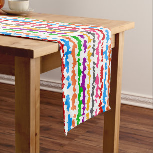 Colourful Irregular Abstract Design White Short Table Runner