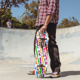 Colourful Irregular Abstract Design White Skateboard