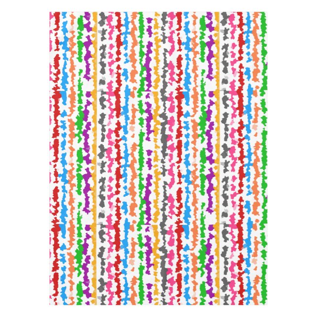 Colourful Irregular Abstract Design White Tablecloth (Front)