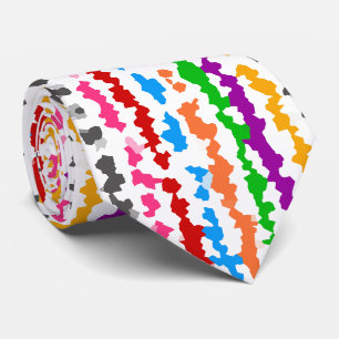 Colourful Irregular Abstract Design White Tie