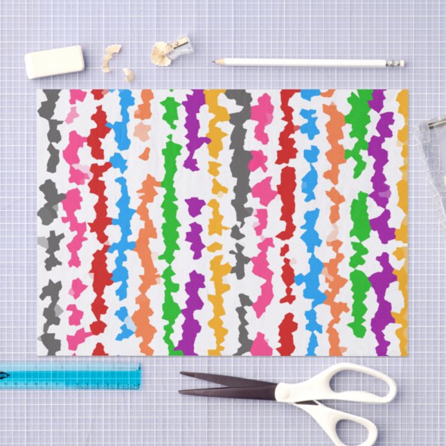Colourful Irregular Abstract Design White Tissue Paper (Craft)