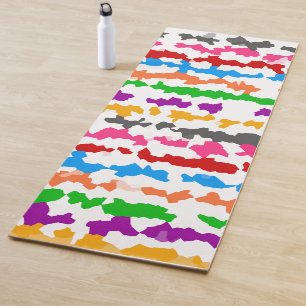 Colourful Irregular Abstract Design White Yoga Mat