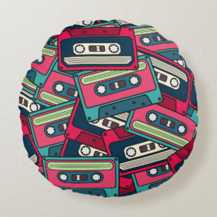 Colourful Irregular Seamless Cassette Pattern. Uni Round Cushion