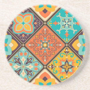 Colourful Islamic-inspired patchwork tile. Coaster