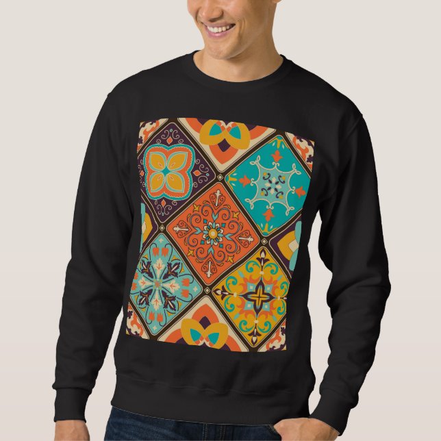 Colourful Islamic-inspired patchwork tile. Sweatshirt (Front)