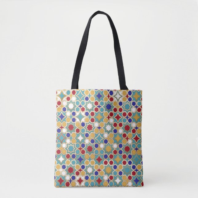 Colourful Islamic Mosaic Seamless Pattern Tote Bag (Front)