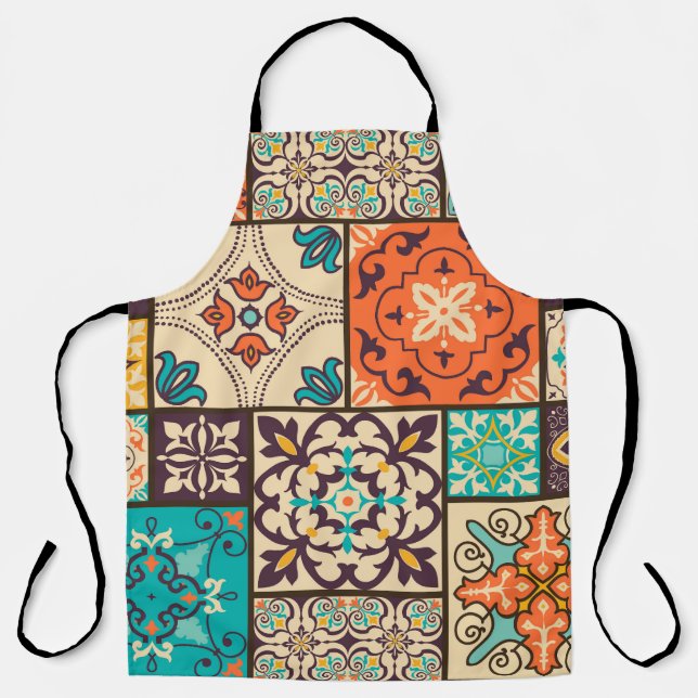 Colourful Islamic Patchwork: Vintage Tile. Apron (Front)