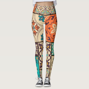 Colourful Islamic Patchwork: Vintage Tile. Leggings