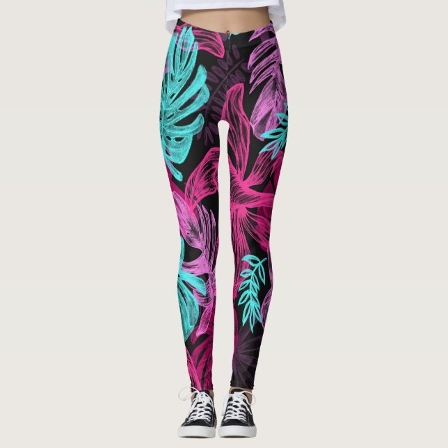 Colourful Island Leaves | Tropical Fashion Legging (Front)