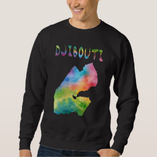 Colourful Isolated Djibouti Map In Watercolor Colo Sweatshirt