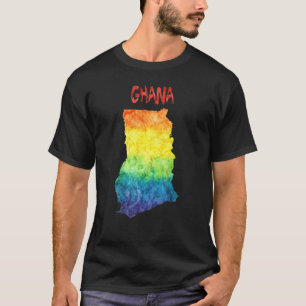 Colourful isolated Ghana map in watercolor Colorf T-Shirt