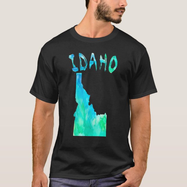 Colourful Isolated Idaho State Map In Watercolor   T-Shirt (Front)