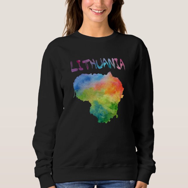 Colourful Isolated Lithuania Map In Watercolor Sweatshirt (Front)