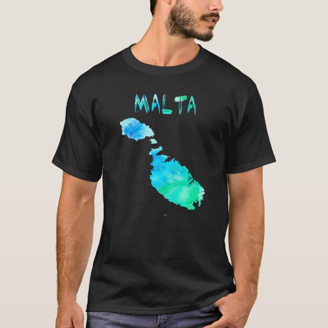 Colourful Isolated Malta Map In Watercolor Colourf T-Shirt (Front)