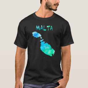 Colourful Isolated Malta Map In Watercolor Colourf T-Shirt