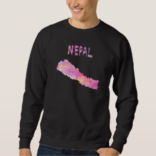 Colourful Isolated Nepal Map In Watercolor Colourf Sweatshirt
