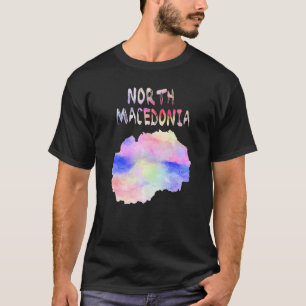 Colourful Isolated North Macedonia Map In Watercol T-Shirt