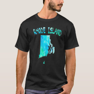 Colourful Isolated Rhode Island State Map In Water T-Shirt