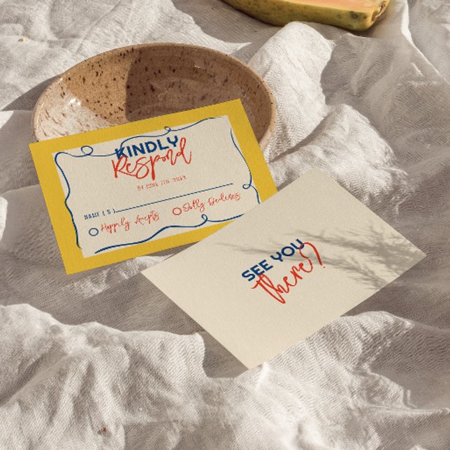 Colourful Italian Handwritten Quirky Cute Wedding RSVP Card (Creator Uploaded)