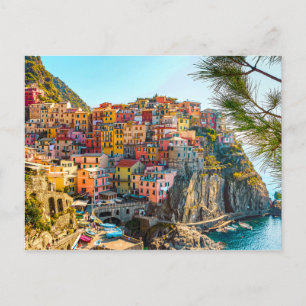 Colourful Italy hillside Sea Houses Postcard
