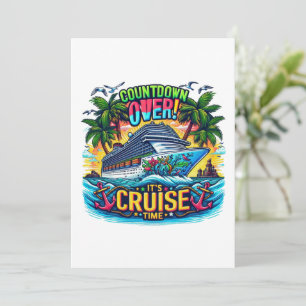 Colourful "It's Cruise Time" Countdown Cruise Ship Invitation