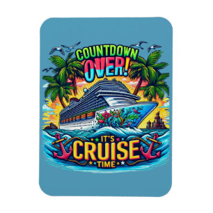Colourful "It's Cruise Time" Countdown Cruise Ship Magnet