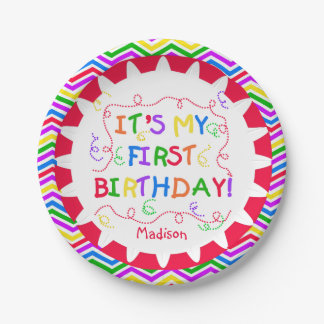 Colourful It's My First Happy Birthday Paper Plate