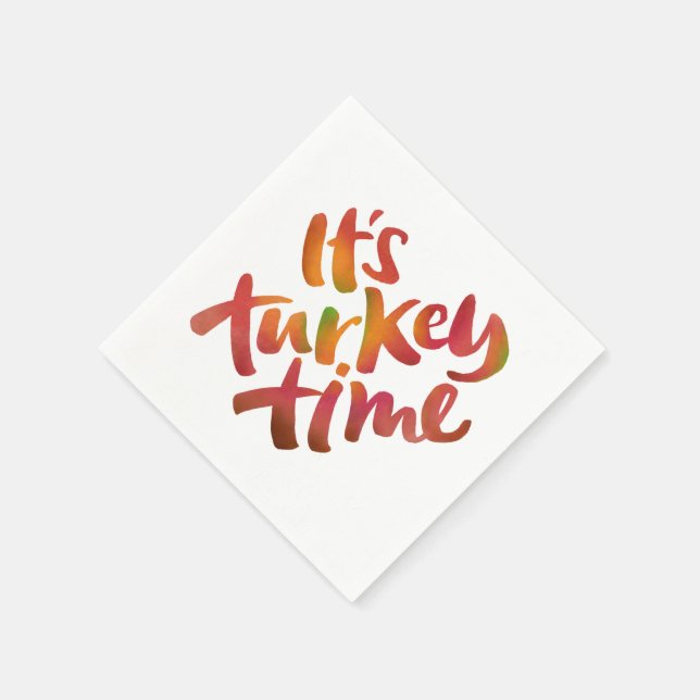Colourful - Its Turkey Time Thanksgiving Dinner Napkin (Corner)