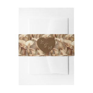 Colourful Ivory Calla Lilies Petal Countryside Wed Invitation Belly Band
