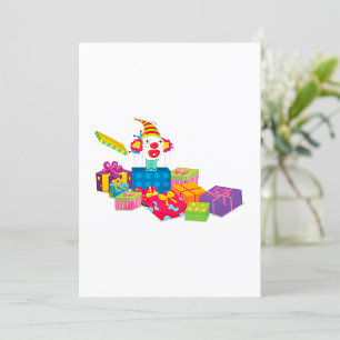Colourful Jack in the Box Clown Invitation