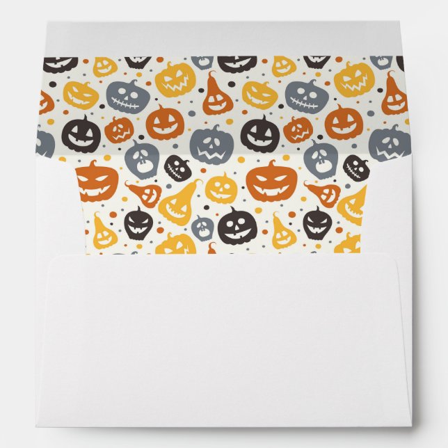 Colourful Jack-O'-Lantern Faces Pattern Envelope (Back (Bottom))