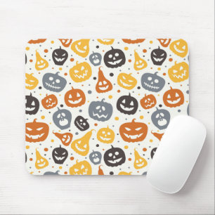 Colourful Jack-O'-Lantern Faces Pattern Mouse Pad