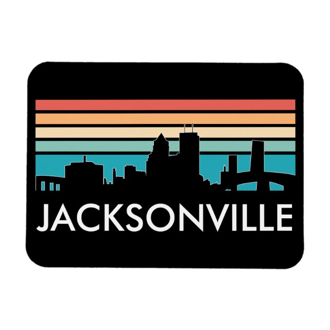 Colourful Jacksonville Florida Retro Sunset Skylin Magnet (Horizontal)