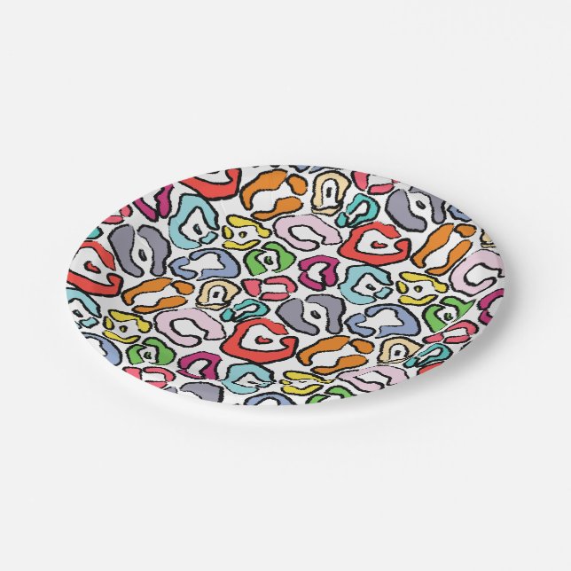 Colourful Jaguar Skin Background Paper Plate (Angled)
