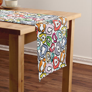 Colourful Jaguar Skin Background Short Table Runner