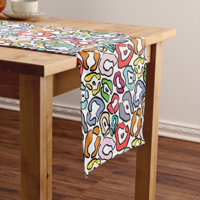 Colourful Jaguar Skin Background Short Table Runner (In Situ)
