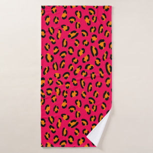 Colourful jaguar skin seamless pattern, animal art bath towel