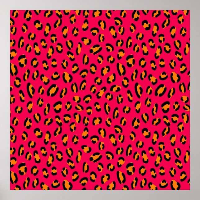 Colourful jaguar skin seamless pattern, animal art poster (Front)