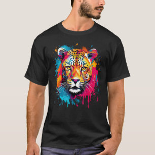 Colourful Jaguar Wildlife Big Cat Lover Splash Art T-Shirt