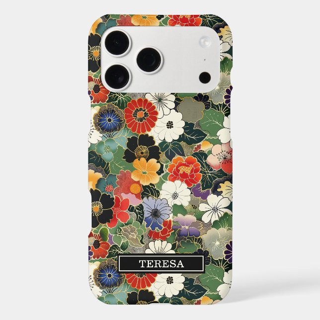 Colourful Japanese Floral Pattern Monogrammed (Back)
