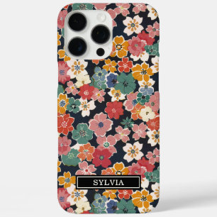 Colourful Japanese Floral Print Monogrammed iPhone 16 Pro Max Case