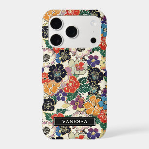 Colourful Japanese Flowers Monogrammed