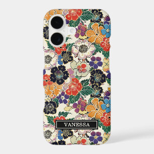 Colourful Japanese Flowers Monogrammed