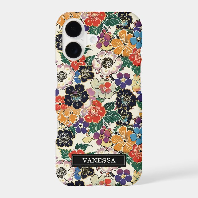 Colourful Japanese Flowers Monogrammed (Back)