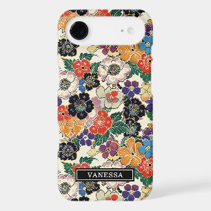 Colourful Japanese Flowers Monogrammed