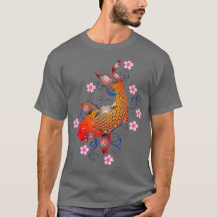 Colourful Japanese Koi Fish Goldfish Pond Design T-Shirt