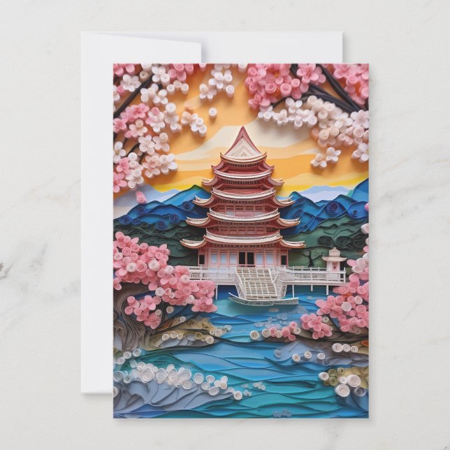 Colourful Japanese Landscape Background Card (Front)